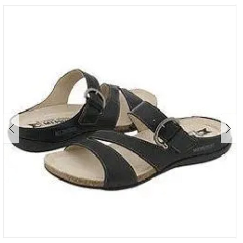 Mephisto Afida Black Leather Sandals 39
